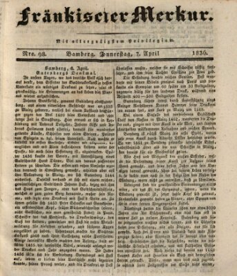 Fränkischer Merkur (Bamberger Zeitung) Donnerstag 7. April 1836