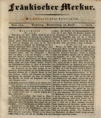 Fränkischer Merkur (Bamberger Zeitung) Donnerstag 28. April 1836
