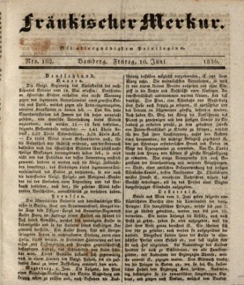 Fränkischer Merkur (Bamberger Zeitung) Freitag 10. Juni 1836
