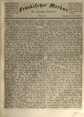 Fränkischer Merkur (Bamberger Zeitung) Samstag 29. Juli 1837
