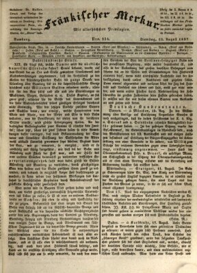 Fränkischer Merkur (Bamberger Zeitung) Dienstag 22. August 1837