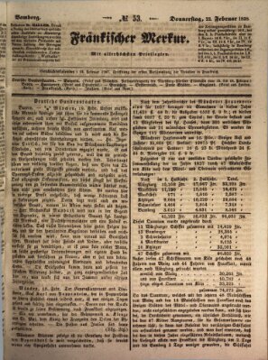 Fränkischer Merkur (Bamberger Zeitung) Donnerstag 22. Februar 1838