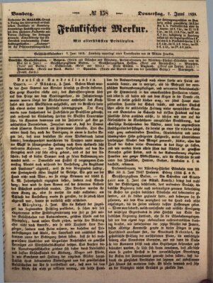 Fränkischer Merkur (Bamberger Zeitung) Donnerstag 7. Juni 1838