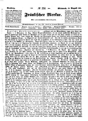 Fränkischer Merkur (Bamberger Zeitung) Mittwoch 22. August 1838