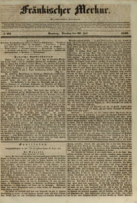 Fränkischer Merkur (Bamberger Zeitung) Dienstag 30. Juli 1839