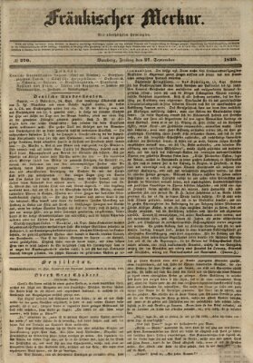 Fränkischer Merkur (Bamberger Zeitung) Freitag 27. September 1839