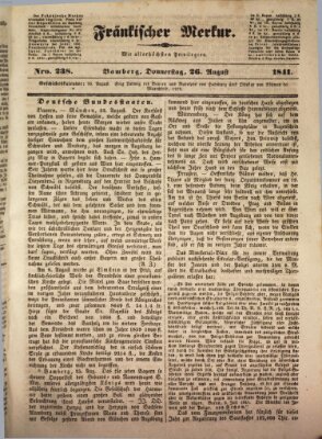 Fränkischer Merkur (Bamberger Zeitung) Donnerstag 26. August 1841