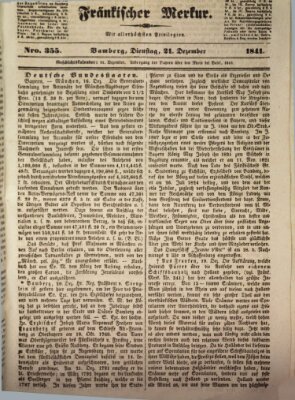 Fränkischer Merkur (Bamberger Zeitung) Dienstag 21. Dezember 1841