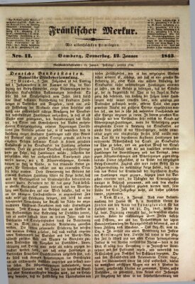 Fränkischer Merkur (Bamberger Zeitung) Donnerstag 12. Januar 1843