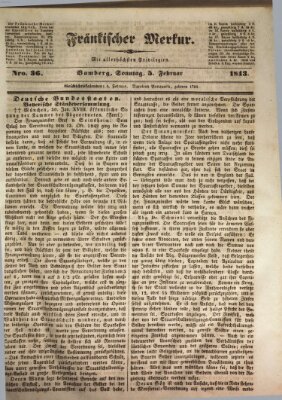 Fränkischer Merkur (Bamberger Zeitung) Sonntag 5. Februar 1843