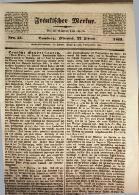 Fränkischer Merkur (Bamberger Zeitung) Mittwoch 22. Februar 1843