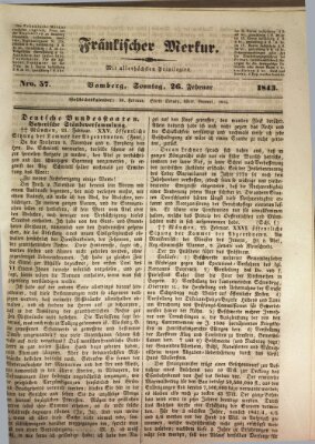 Fränkischer Merkur (Bamberger Zeitung) Sonntag 26. Februar 1843