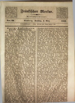 Fränkischer Merkur (Bamberger Zeitung) Samstag 4. März 1843