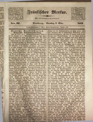 Fränkischer Merkur (Bamberger Zeitung) Dienstag 7. März 1843