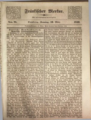 Fränkischer Merkur (Bamberger Zeitung) Sonntag 19. März 1843