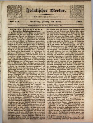 Fränkischer Merkur (Bamberger Zeitung) Freitag 28. April 1843