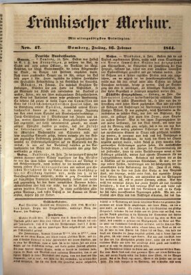 Fränkischer Merkur (Bamberger Zeitung) Freitag 16. Februar 1844