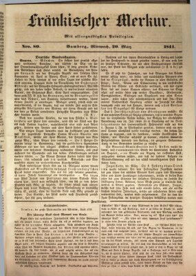 Fränkischer Merkur (Bamberger Zeitung) Mittwoch 20. März 1844