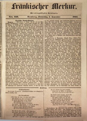 Fränkischer Merkur (Bamberger Zeitung) Donnerstag 5. September 1844
