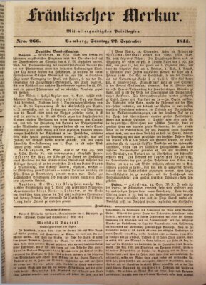 Fränkischer Merkur (Bamberger Zeitung) Sonntag 22. September 1844