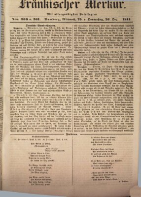Fränkischer Merkur (Bamberger Zeitung) Mittwoch 25. Dezember 1844