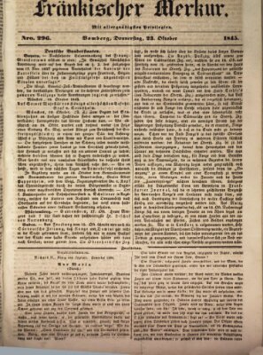 Fränkischer Merkur (Bamberger Zeitung) Donnerstag 23. Oktober 1845