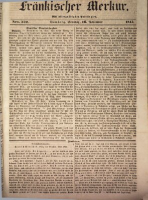Fränkischer Merkur (Bamberger Zeitung) Sonntag 16. November 1845