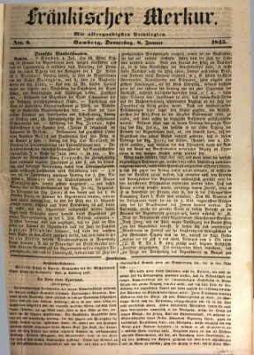 Fränkischer Merkur (Bamberger Zeitung) Donnerstag 8. Januar 1846