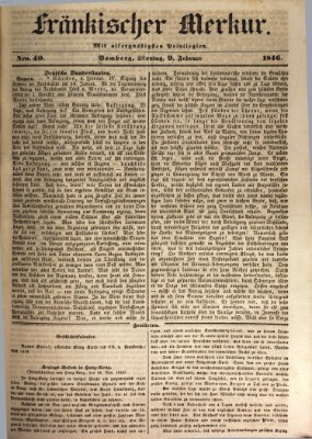Fränkischer Merkur (Bamberger Zeitung) Montag 9. Februar 1846