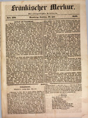Fränkischer Merkur (Bamberger Zeitung) Samstag 18. Juli 1846