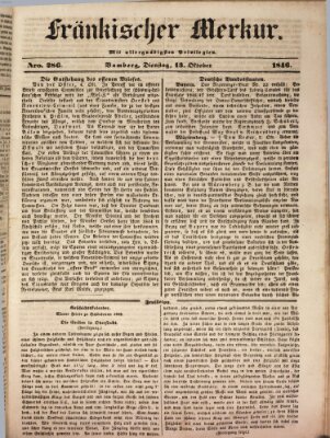 Fränkischer Merkur (Bamberger Zeitung) Dienstag 13. Oktober 1846