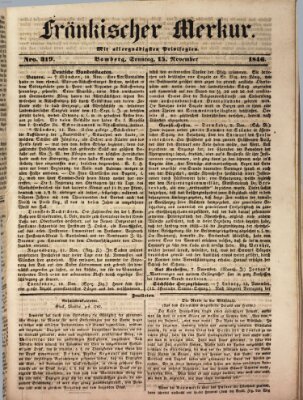 Fränkischer Merkur (Bamberger Zeitung) Sonntag 15. November 1846