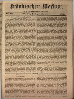 Fränkischer Merkur (Bamberger Zeitung) Samstag 12. Dezember 1846