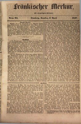 Fränkischer Merkur (Bamberger Zeitung) Samstag 3. April 1847