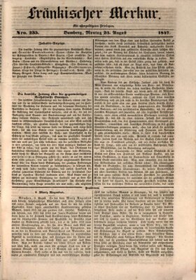 Fränkischer Merkur (Bamberger Zeitung) Montag 23. August 1847