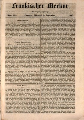 Fränkischer Merkur (Bamberger Zeitung) Mittwoch 8. September 1847