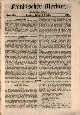 Fränkischer Merkur (Bamberger Zeitung) Freitag 1. Oktober 1847