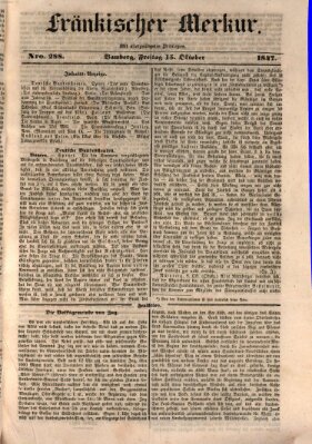 Fränkischer Merkur (Bamberger Zeitung) Freitag 15. Oktober 1847