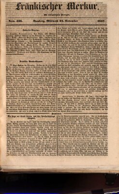 Fränkischer Merkur (Bamberger Zeitung) Mittwoch 24. November 1847