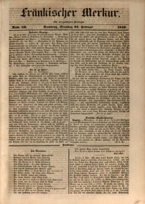 Fränkischer Merkur (Bamberger Zeitung) Dienstag 22. Februar 1848