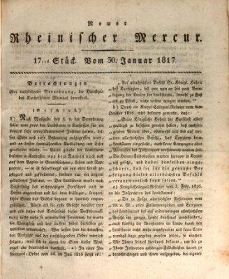 Neuer rheinischer Merkur (Rheinischer Merkur) Donnerstag 30. Januar 1817