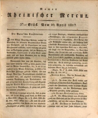 Neuer rheinischer Merkur (Rheinischer Merkur) Donnerstag 10. April 1817