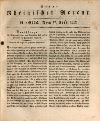 Neuer rheinischer Merkur (Rheinischer Merkur) Donnerstag 17. April 1817