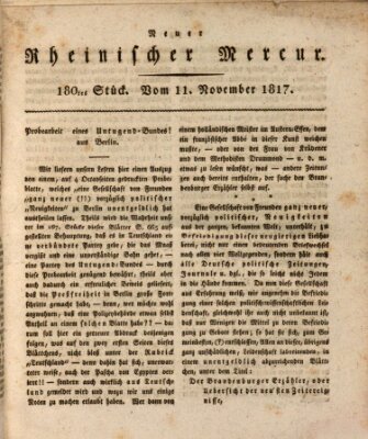 Neuer rheinischer Merkur (Rheinischer Merkur) Dienstag 11. November 1817