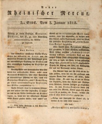 Neuer rheinischer Merkur (Rheinischer Merkur) Samstag 3. Januar 1818