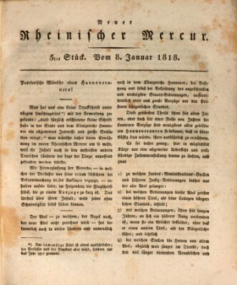 Neuer rheinischer Merkur (Rheinischer Merkur) Donnerstag 8. Januar 1818