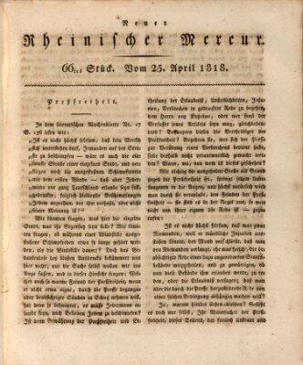 Neuer rheinischer Merkur (Rheinischer Merkur) Samstag 25. April 1818