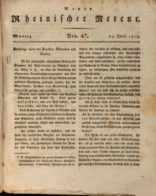 Neuer rheinischer Merkur (Rheinischer Merkur) Montag 14. Juni 1819