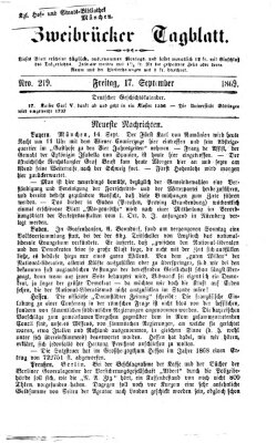 Zweibrücker Tagblatt Freitag 17. September 1869