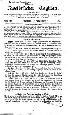 Zweibrücker Tagblatt Sonntag 19. September 1869